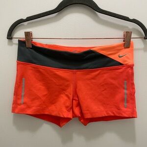 Nike Women's Orange and Black Running Shorts